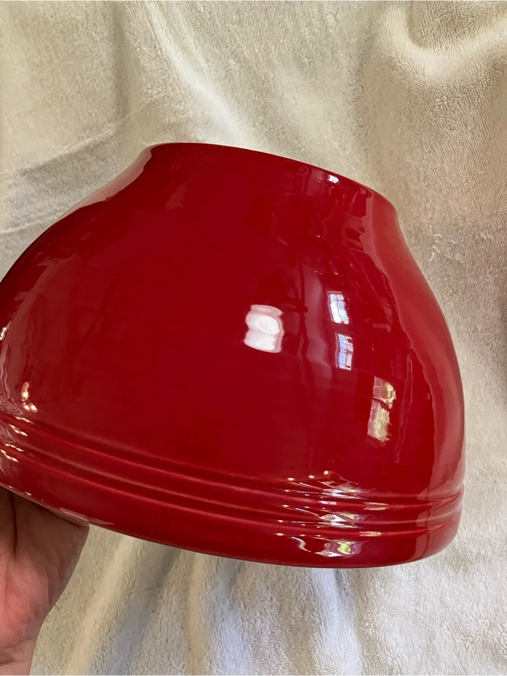 Vintage Emile Henry large red ceramic mixing bowl (model 6574), made in France